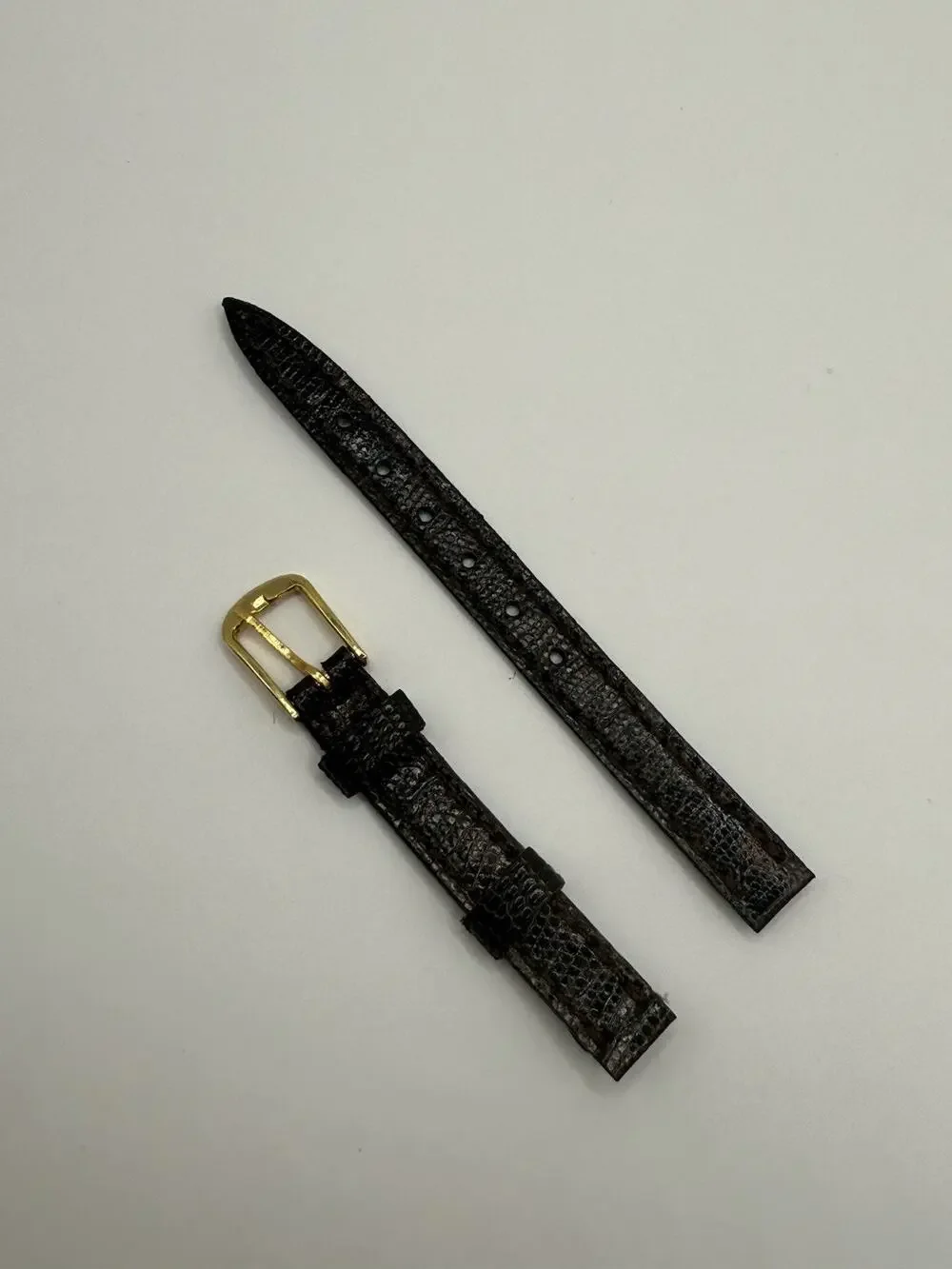 8mm KREISLER Genuine Lizard Brown NOS Vintage Watch Band & Gold Buckle